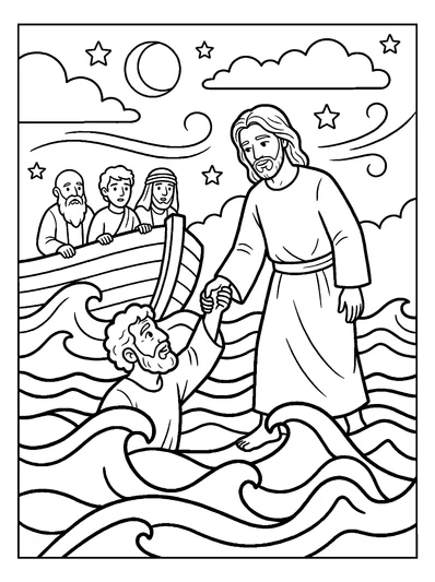 Matthew 14:30 Coloring Page
