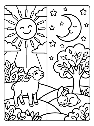 Genesis 1:5 Coloring Page