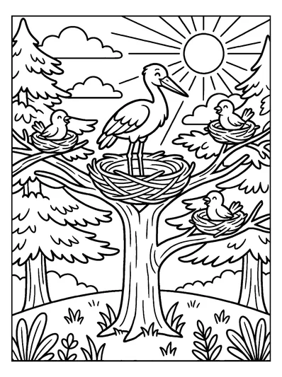 Psalms 104:16-17 Coloring Page