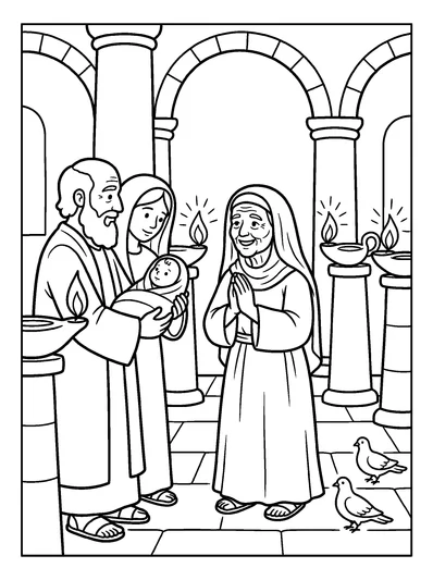 Luke 2:36-37 Coloring Page