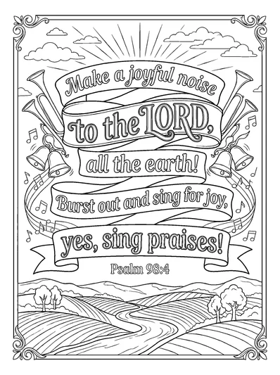 Psalms 98:4 Coloring Page