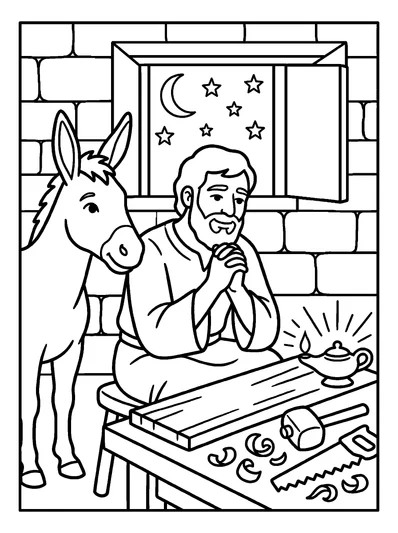 The Nativity coloring page (Matthew 1:19)