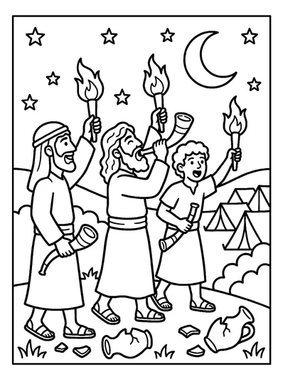 Judges 7:20 Coloring Page