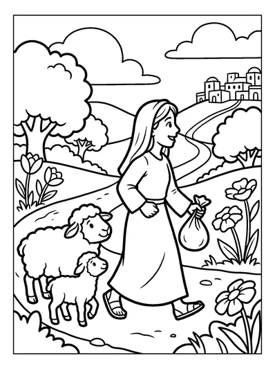 Luke 1:39 Coloring Page