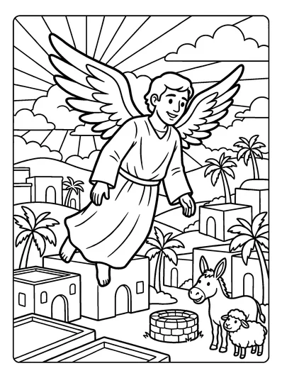 Angel Gabriel Flies to Nazareth coloring page (Luke 1:26)