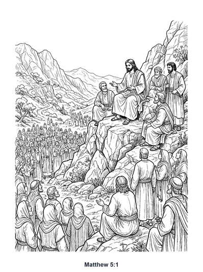 Matthew 5:1 Coloring Page