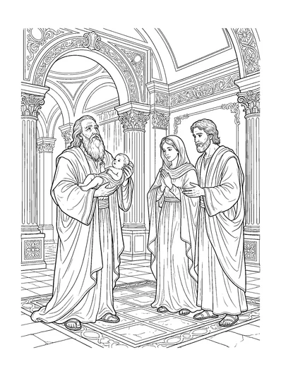 Luke 2:28 Coloring Page