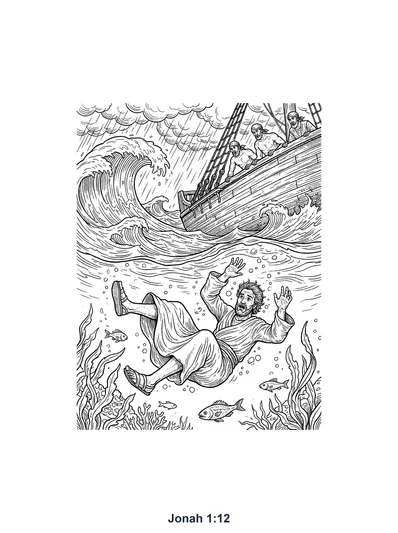 Jonah 1:12 Coloring Page