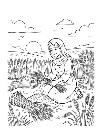 Ruth 2:17 Coloring Page