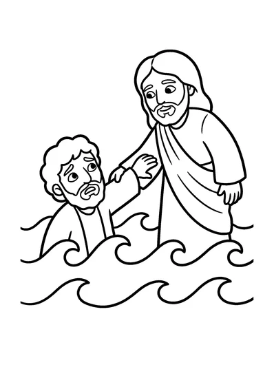 Matthew 14:30-31 Coloring Page