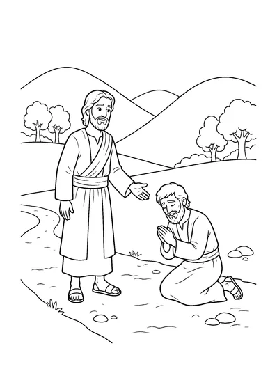 Luke 17:14-16 Coloring Page