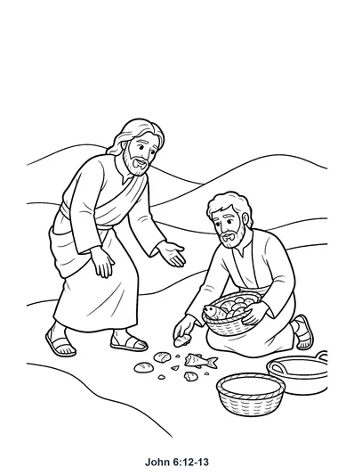 John 6:12-13 Coloring Page