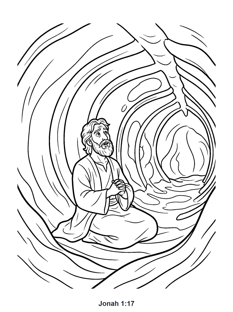 Jonah 1:17 Coloring Page