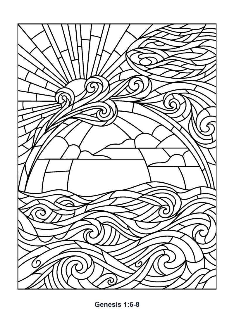 Genesis 1:6-8 Coloring Page