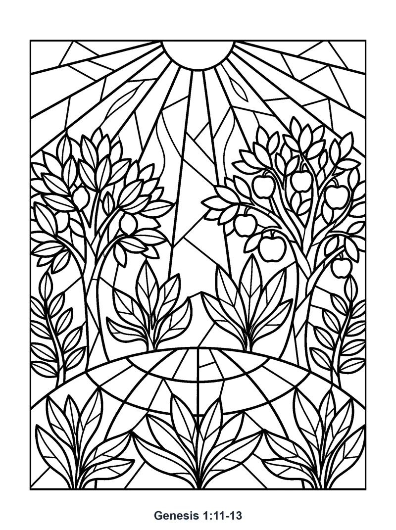 Genesis 1:11-13 Coloring Page