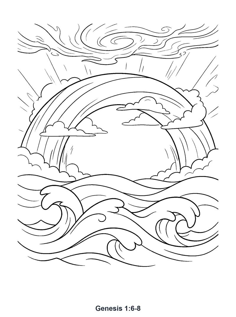 Genesis 1:6-8 Coloring Page