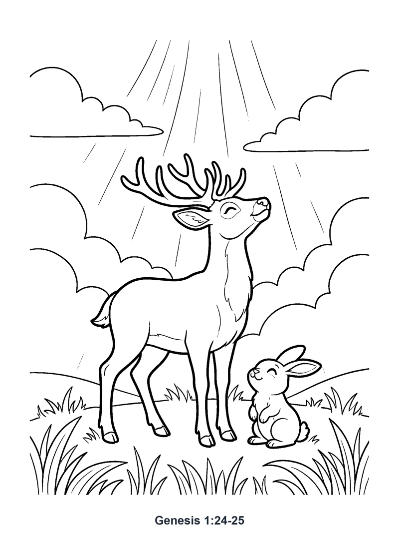 Genesis 1:24-25 Coloring Page