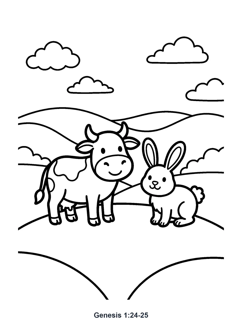 Genesis 1:24-25 Coloring Page