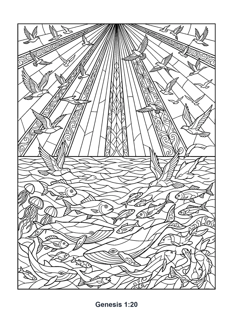 Genesis 1:20 Coloring Page