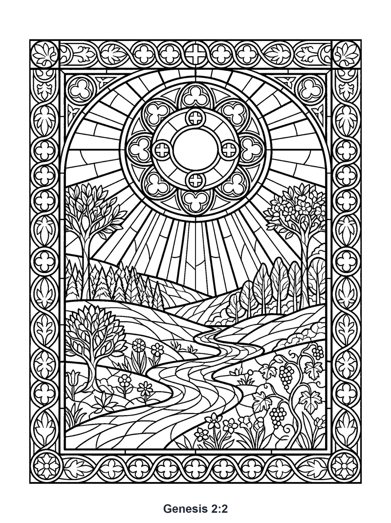 Genesis 2:2 Coloring Page