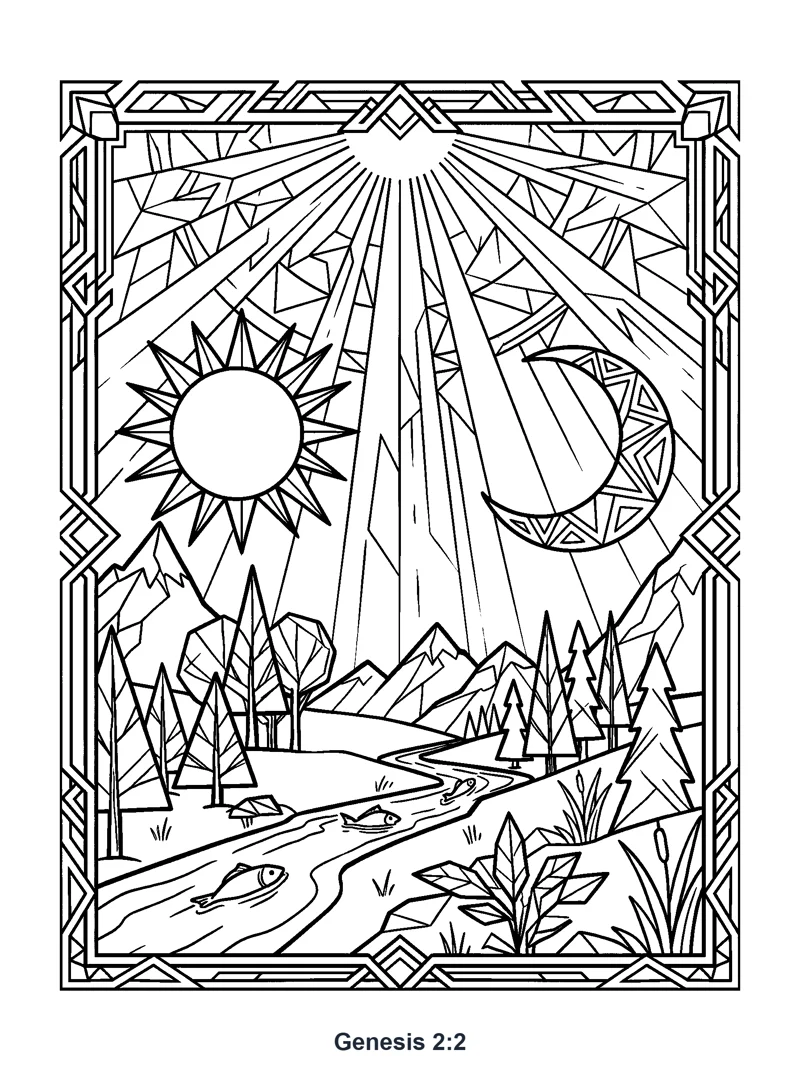 Genesis 2:2 Coloring Page