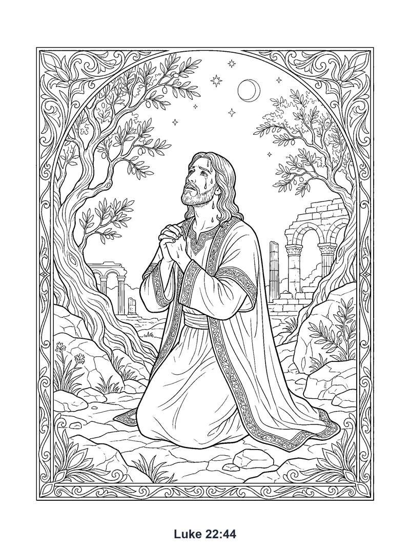 Luke 22:44 Coloring Page