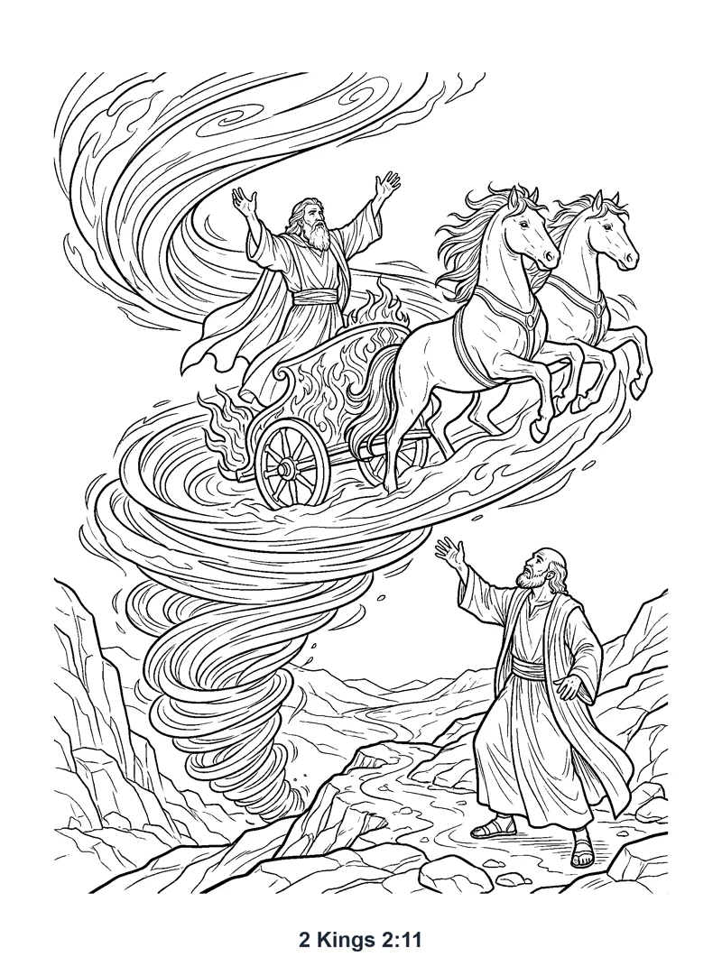 2 Kings 2:11 Coloring Page