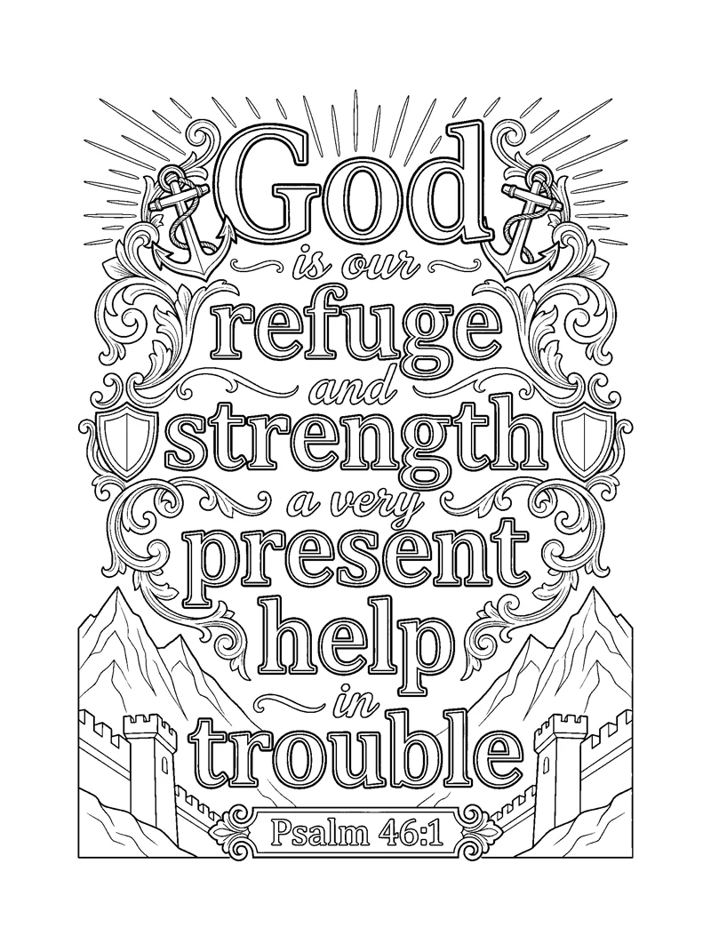Psalm 46:1 Coloring Page