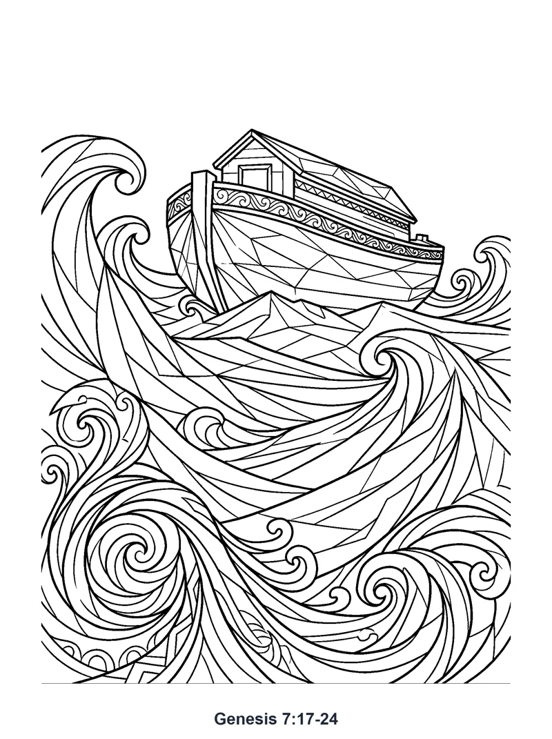 Genesis 7:17-24 Coloring Page