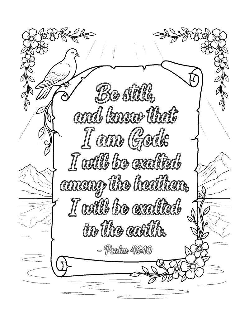 Psalm 46:10 Coloring Page
