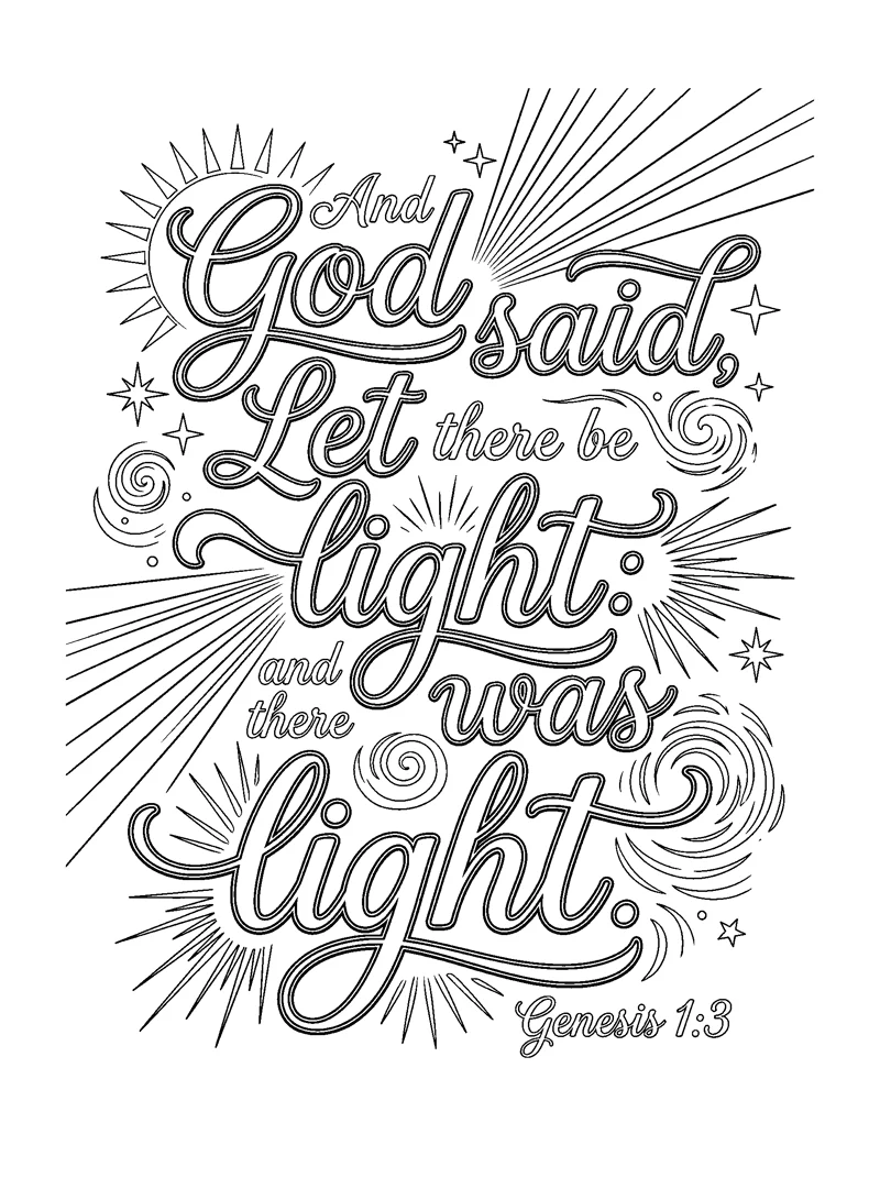 Genesis 1:3 Coloring Page