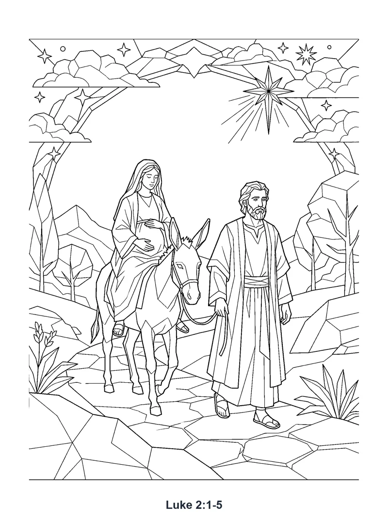 Road to Bethlehem coloring page (Luke 2:1-5)