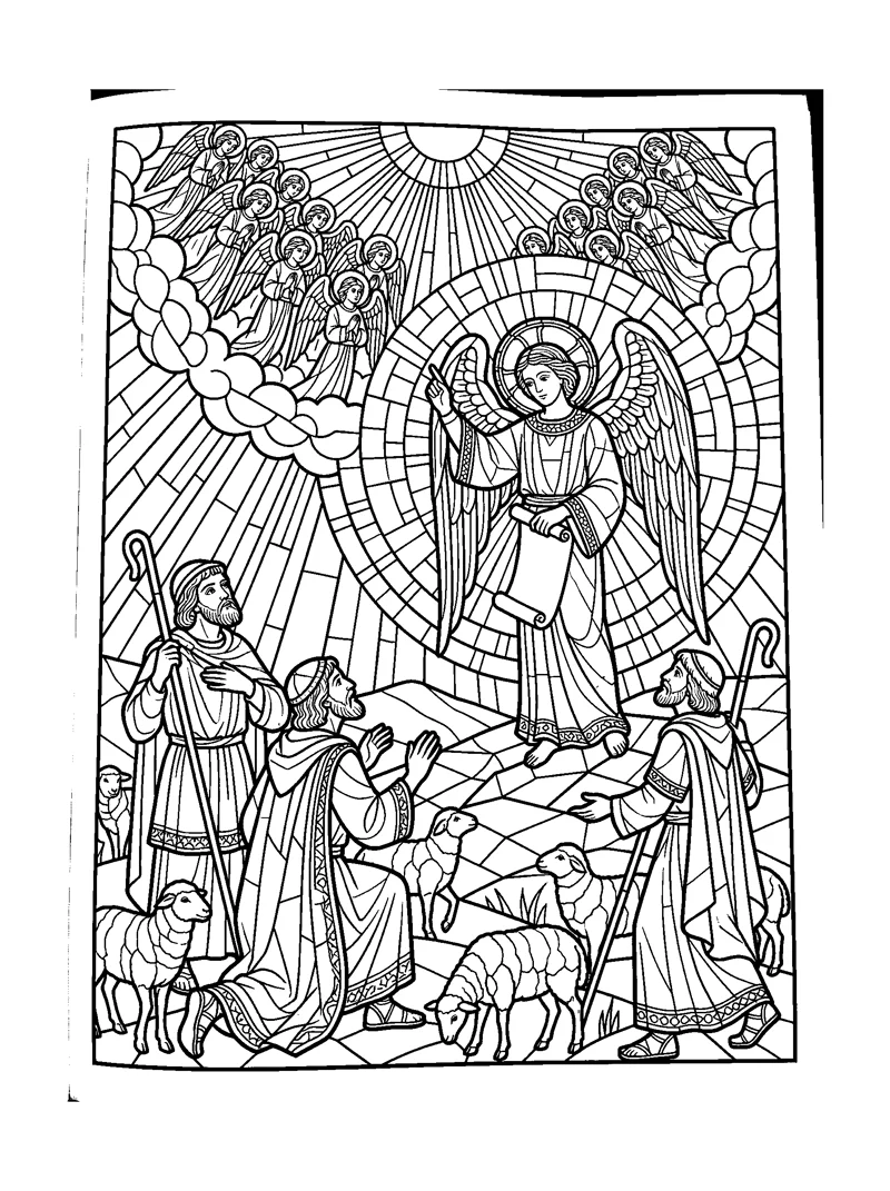 Angels Appear to Shepherds coloring page (Luke 2:8-14)