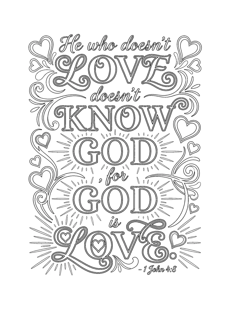1 John 4:8 Coloring Page