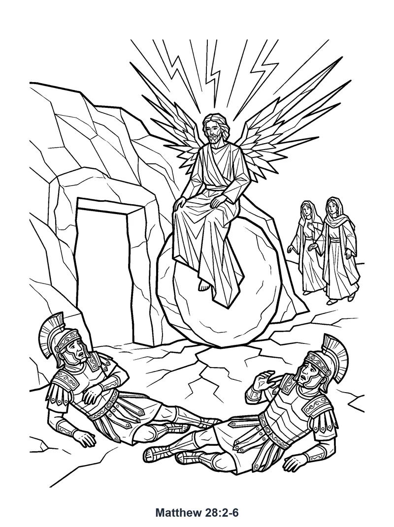 Matthew 28:2-6 Coloring Page
