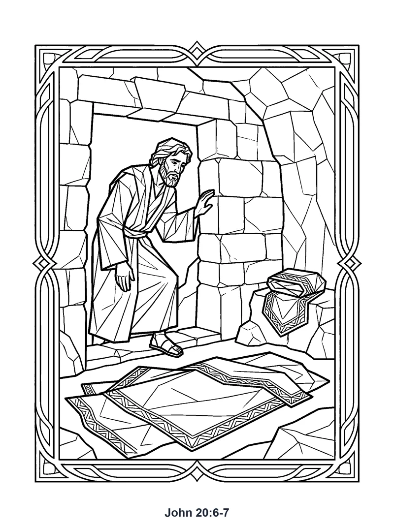 John 20:6-7 Coloring Page