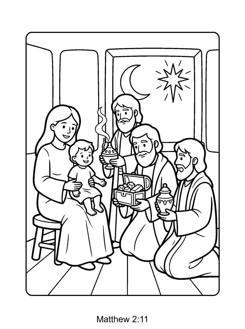 Matthew 2:11 Coloring Page