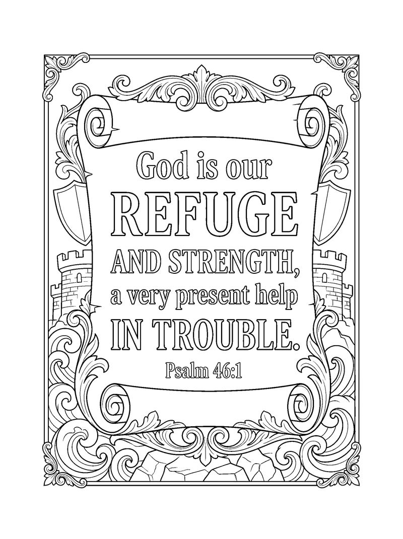Psalm 46:1 Coloring Page