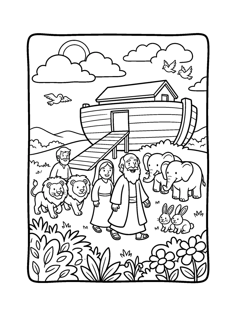 Genesis 8:18-19 Coloring Page