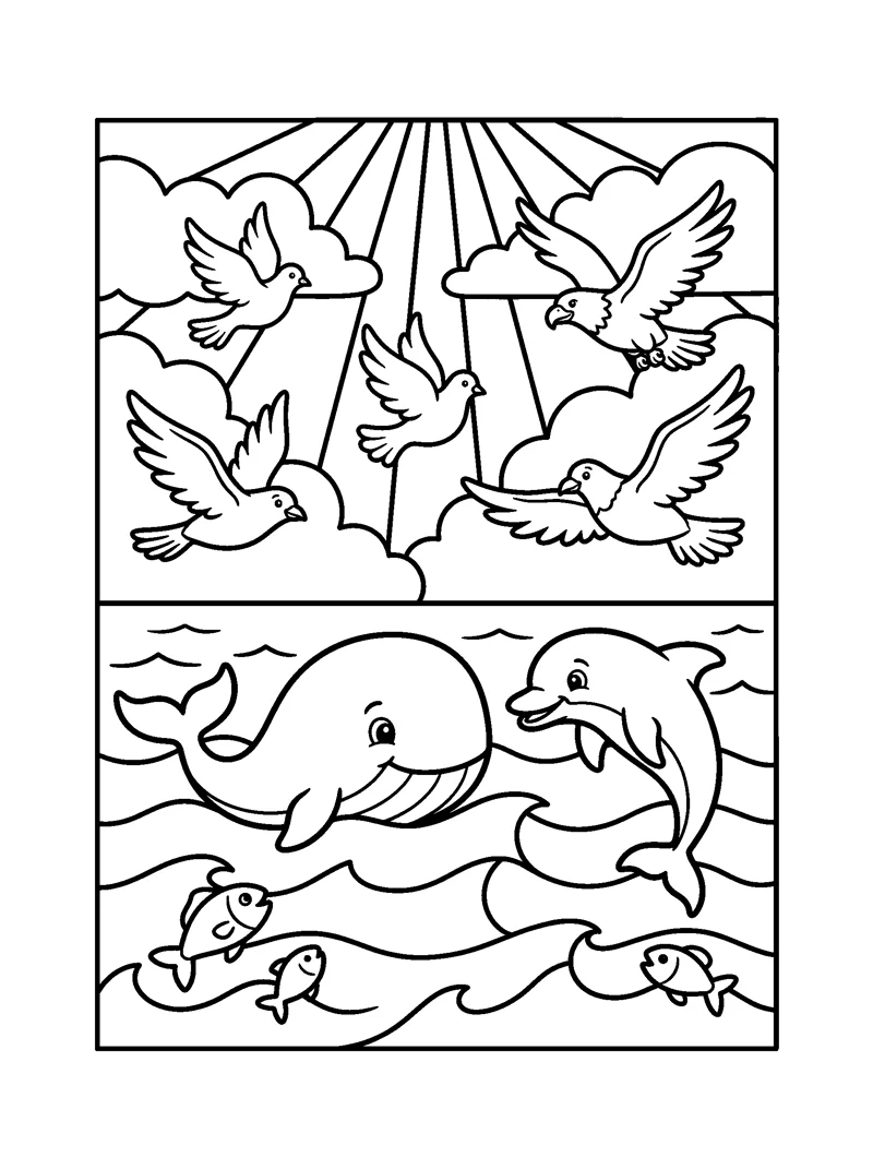 Genesis 1:21 Coloring Page