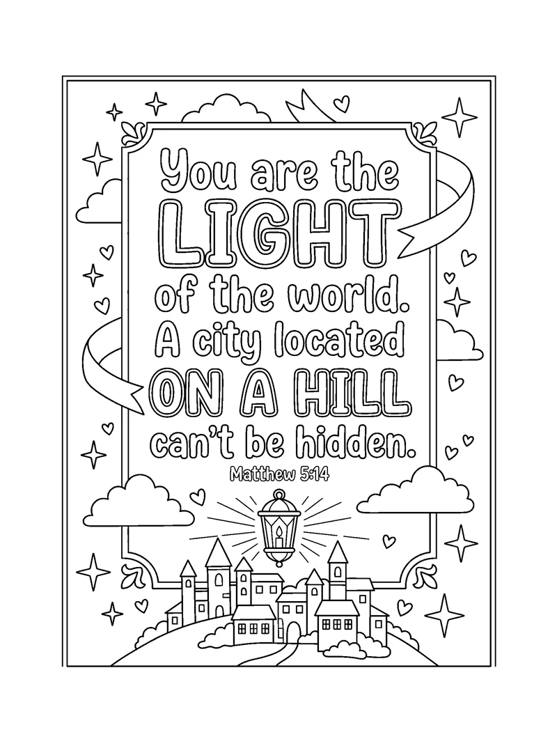 Light of the World coloring page (Matthew 5:14)