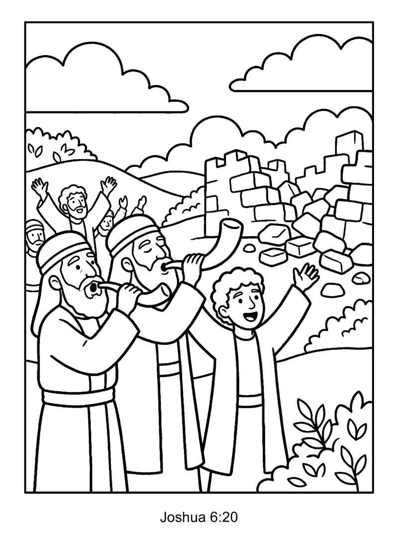 Joshua 6:20 Coloring Page