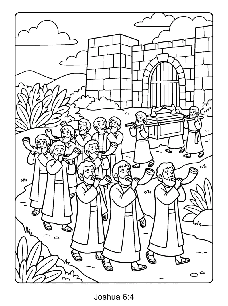 Joshua 6:4 Coloring Page