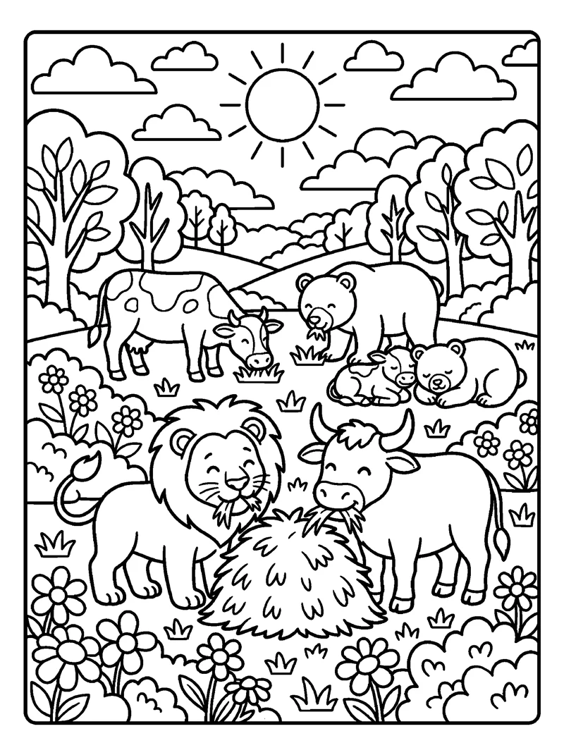 Lion Eats Straw Like the Ox coloring page (Isaiah 11:7)