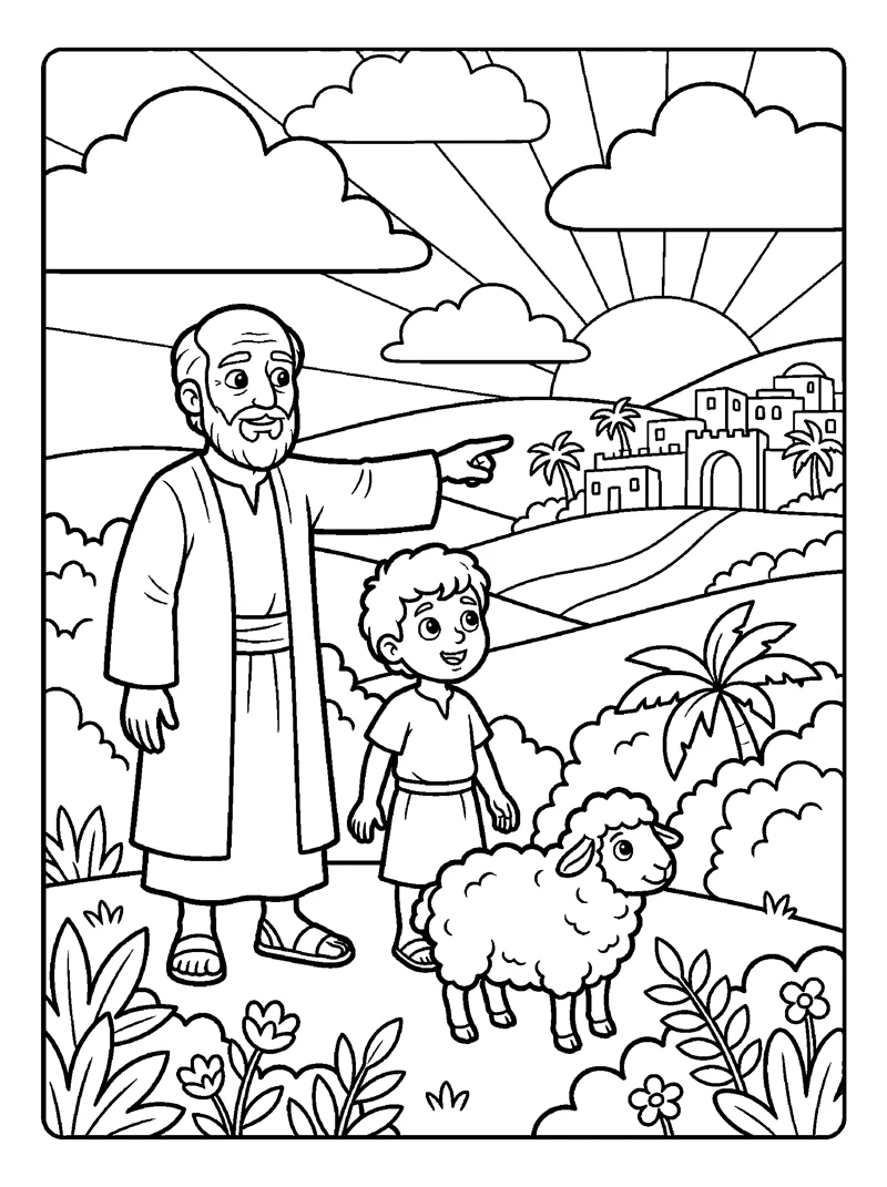 Micah Points to Bethlehem coloring page (Micah 5:2)
