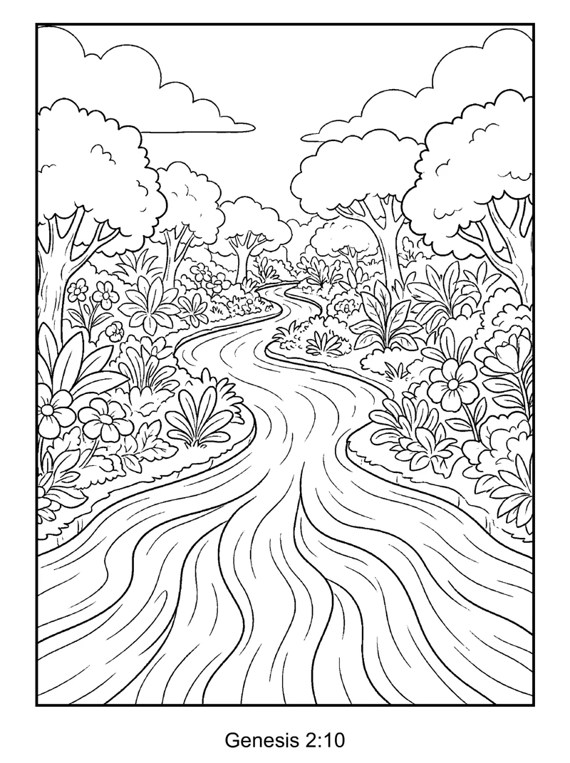 Genesis 2:10 Coloring Page