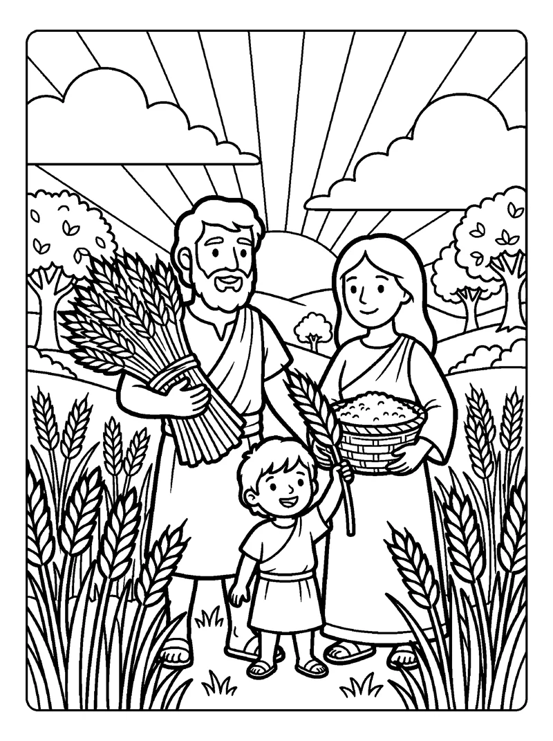 Joy at the Harvest coloring page (Isaiah 9:3)
