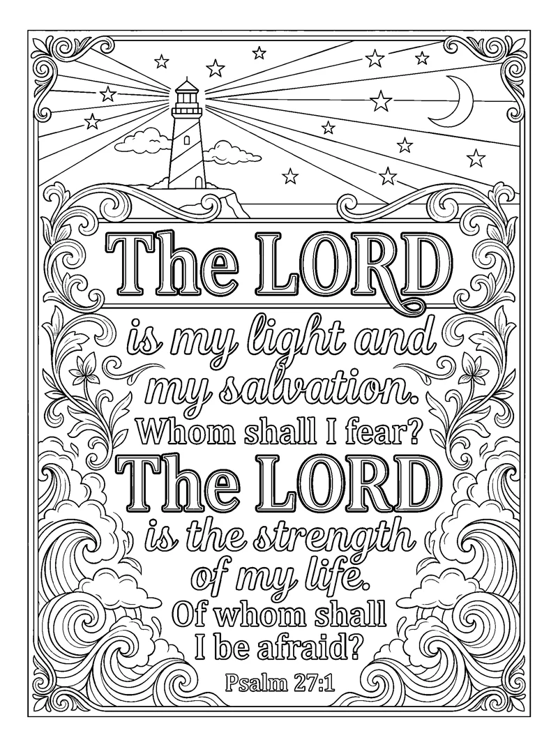 The Lord Is My Light coloring page (Psalms 27:1)