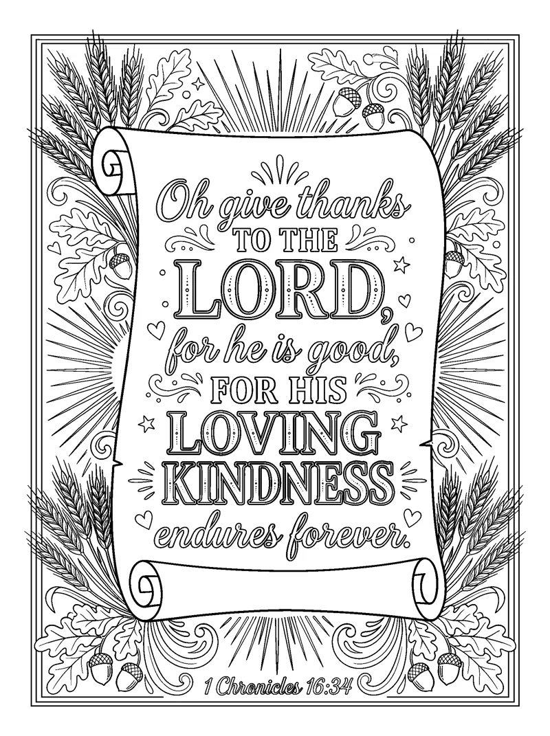 Oh Give Thanks coloring page (1 Chronicles 16:34)