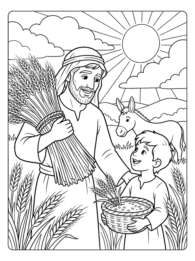 Joy at the Harvest coloring page (Isaiah 9:3)